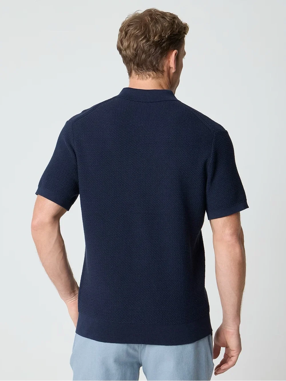 J. CREW Textured cotton sweater-polo in Navy Size S NWD $120 CT457